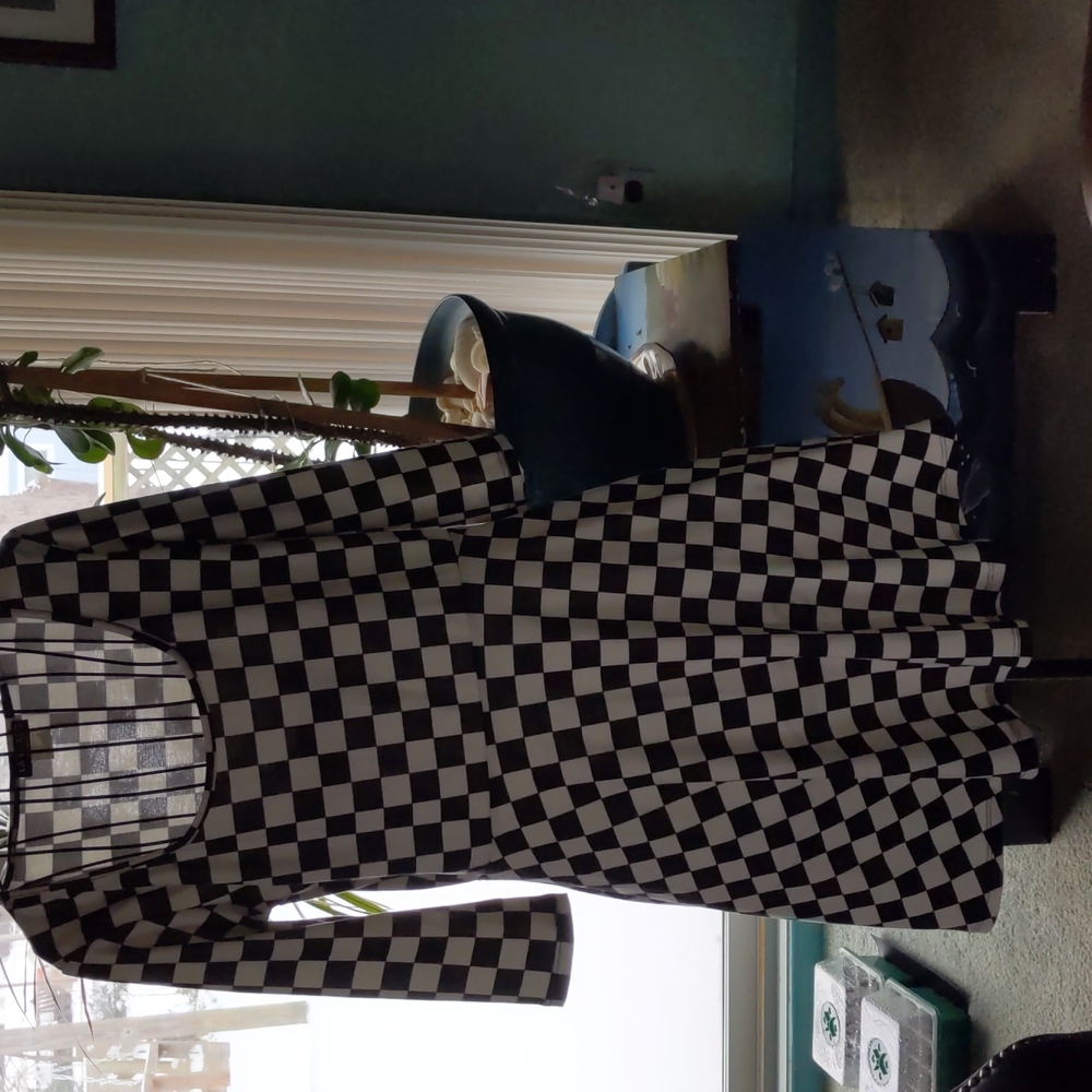 LA class dress--skater style, black & white checked, size large, above the knee.